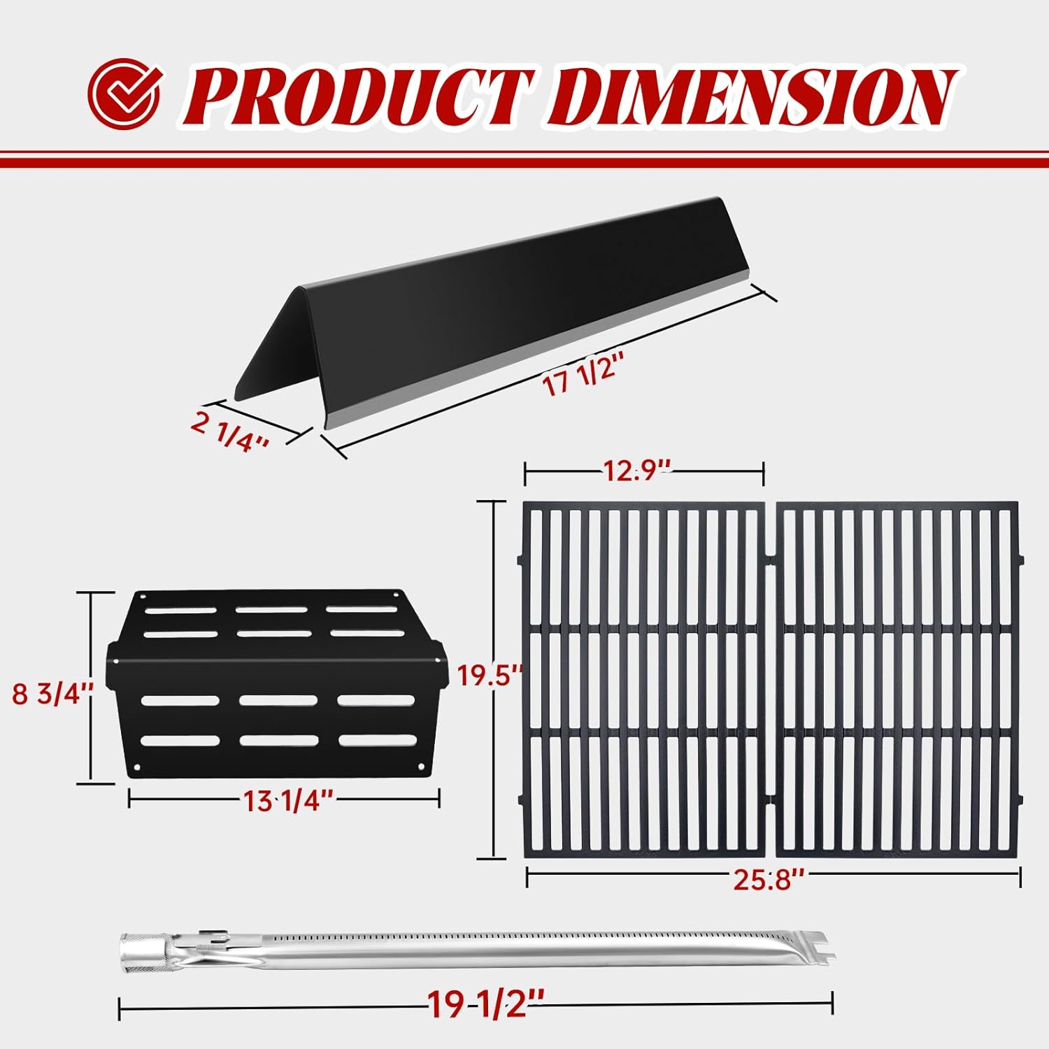 Genesis Grill Parts Flavorizer Bars for Weber Genesis 300 Series, Genesis E310 E320 E330 S310 S320 S330 Grill with Front-Mounted Control,7622 Heat Deflectors,62752 Gril Burners and 7524 Grill Grate